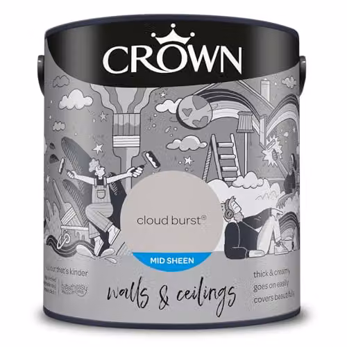 Crown Cloud Burst Grey Walls and Ceilings Mid Sheen Emulsion 2.5 l – 1