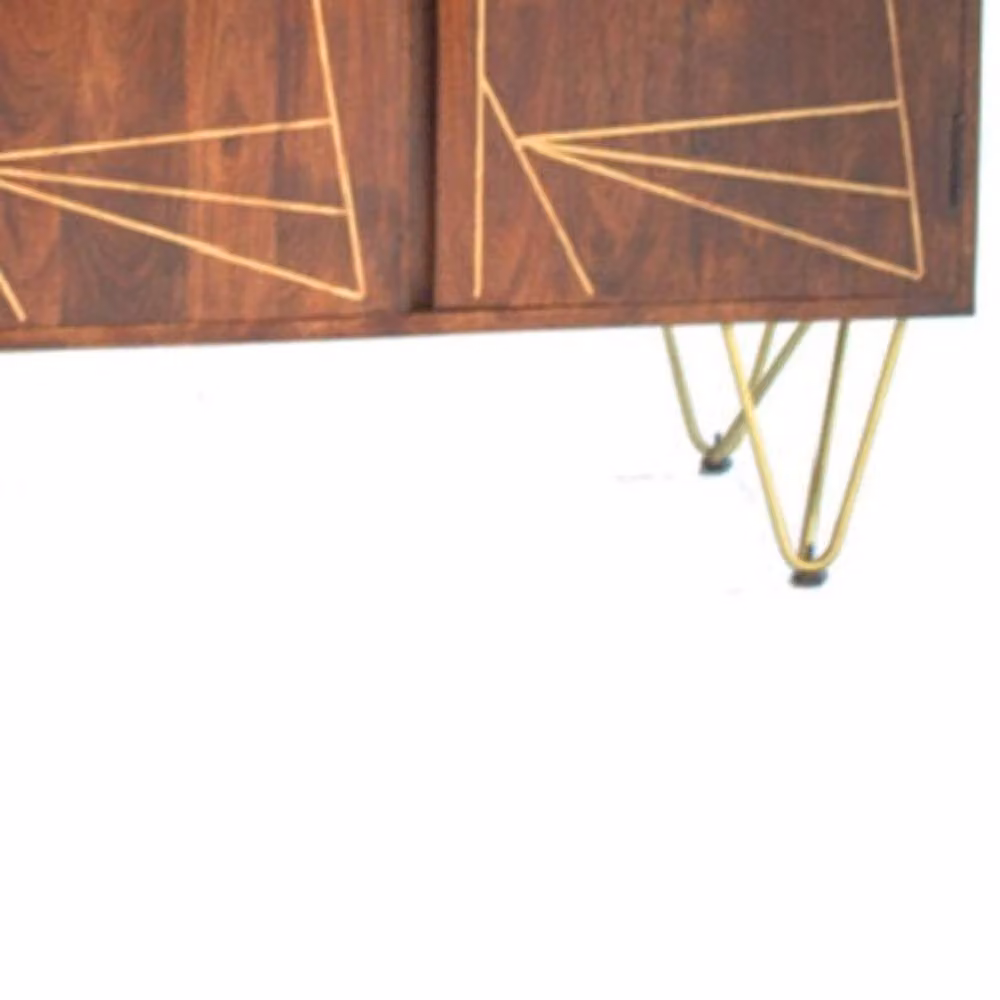 Wyld Haus Bandung Large Sideboard in Brown Mango Wood with Gold Inlay and 3 Doors, W/D/H: 135 x 40 x 85 cm – 3
