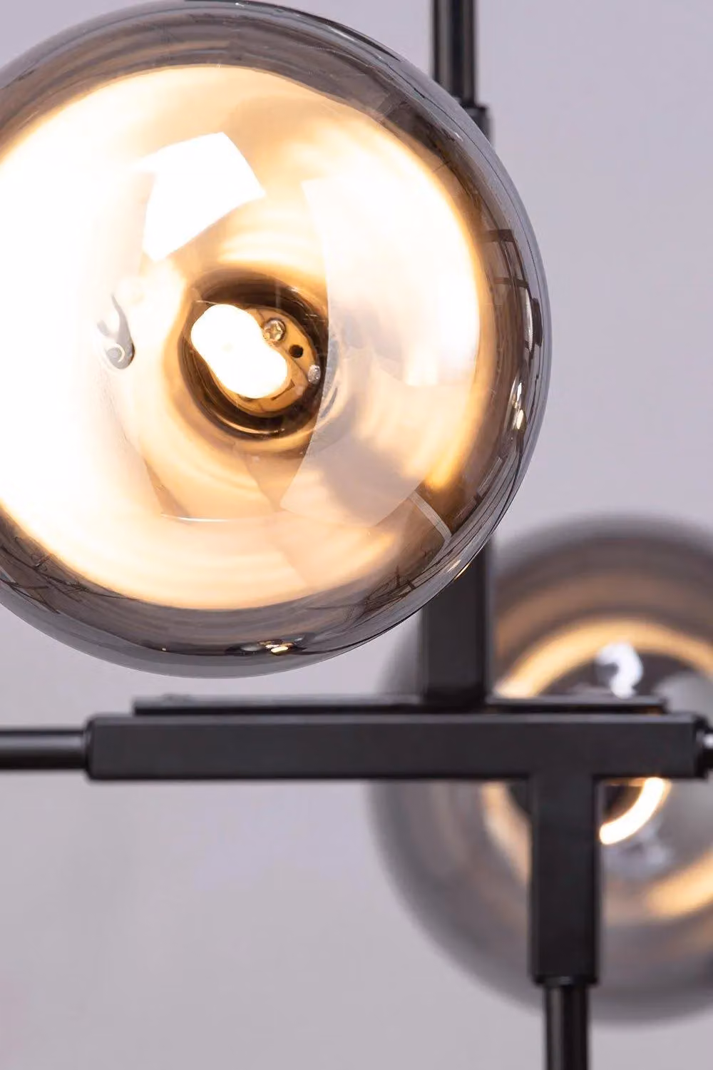 BHS Lighting Hennock Industrial Sphere Ceiling Light in Black with Transparent Glass – 2