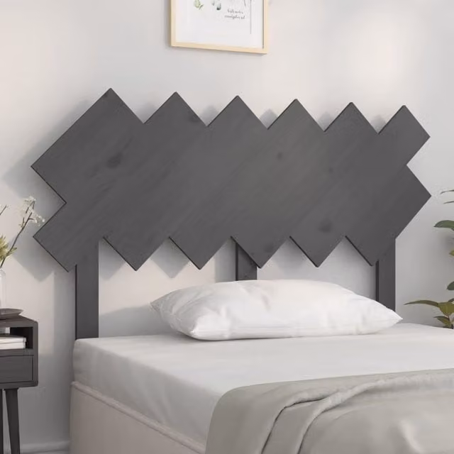 Berkfield Home Grey Rustic Solid Pine Wood Bed Headboard W/D/H: 122.5 x 3 x 80.5 cm