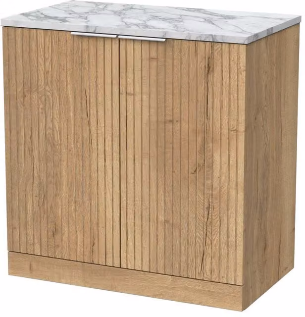 Balterley Callingwood 2 Door Bathroom Vanity with Carrera Top in Autumn Oak Brown, Width: 80 cm