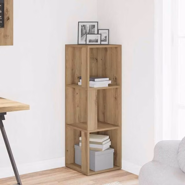 Berkfield Home Classic Corner Cabinet in Artisan Oak, Brown, W/D/H: 33 x 33 x 100 cm – 1