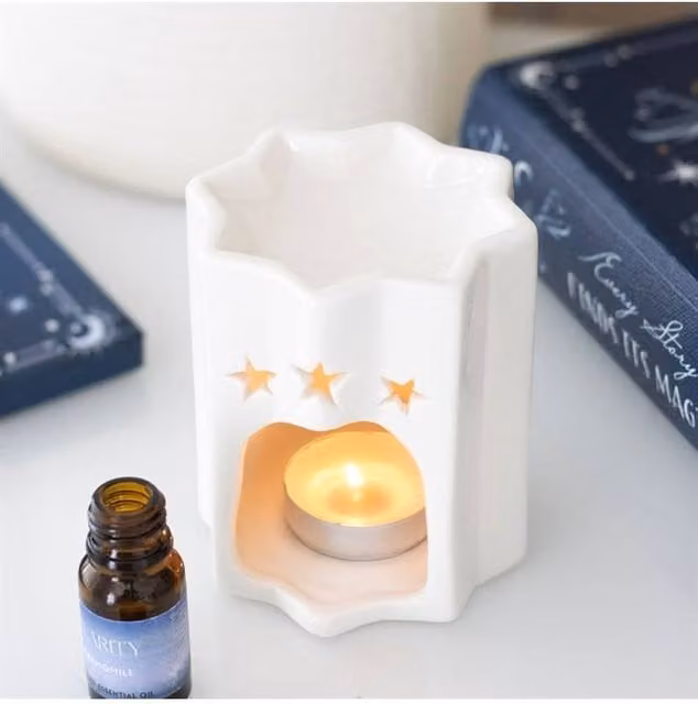 KDMD White Ceramic Star-Shaped Tealight Oil Burner – 1