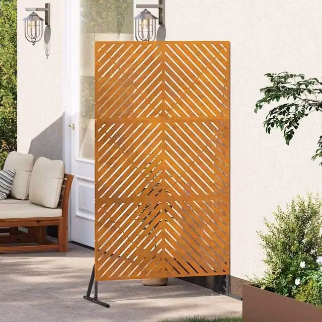 Berkfield Home Modern Rectangular Stainless Steel Fence Panels in Brown, W/D/H: 100 x 50 x 180 cm – 1