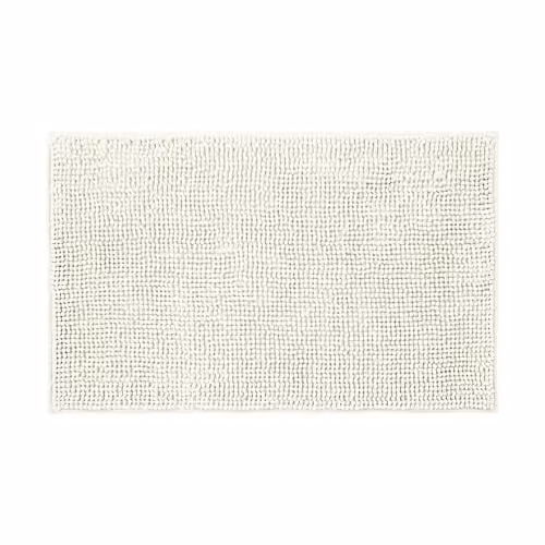 Allure Bath Fashions Chenille Microfibre Non-Slip Bath Mat, Beige/White, W: 60 cm, D: 90 cm, H: 2 cm