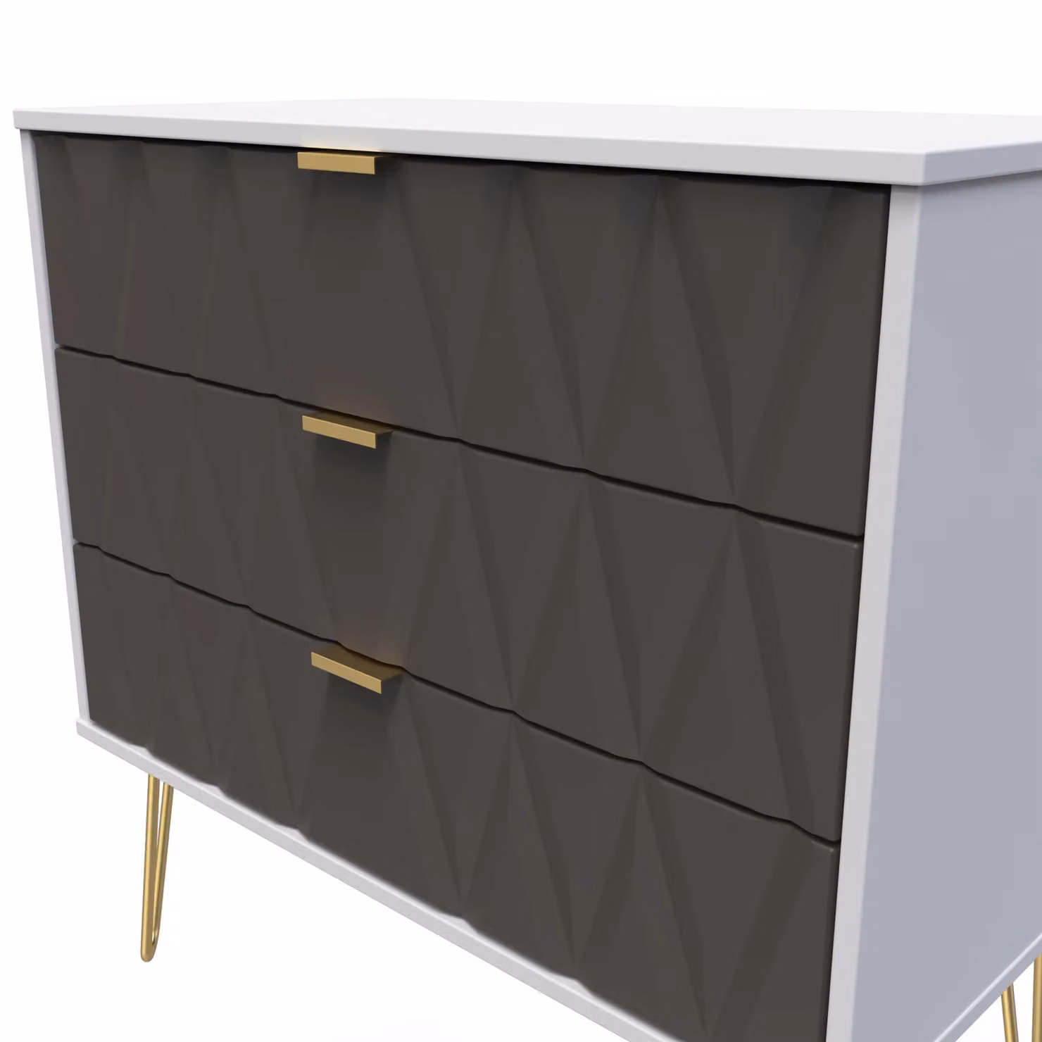 Ready Assembled 2 U Dallas 3 Drawer Chest in Dark Grey and Gold – 4