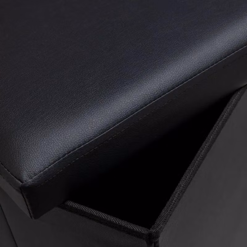 Snug City Faux Leather Foldable Storage Ottoman with Lid, Grey, W/D/H: 38 x 38 x 38 cm – 2