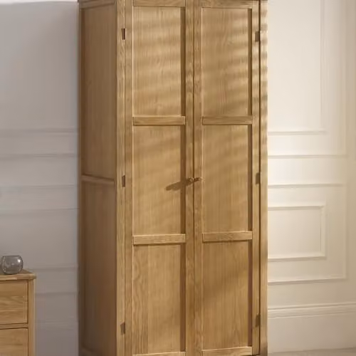 Julian Bowen Coxmoor 2 Door Oak Wardrobe with Internal Shelves and Hanging Rod, W/D/H: 80 x 55 x 188 cm