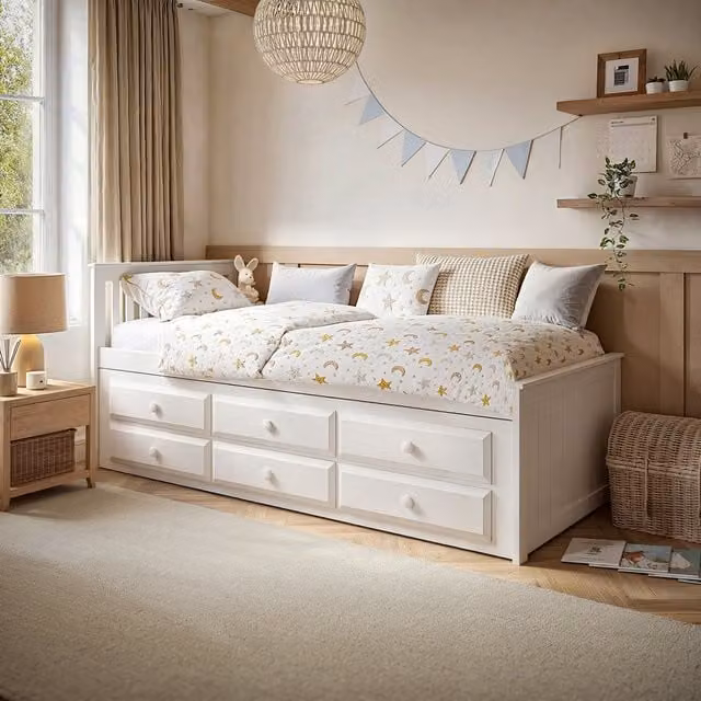 Flair Montana Captains Bed with Drawers in White, W/D/H: 90 x 199.8 x 91.8 cm – 1