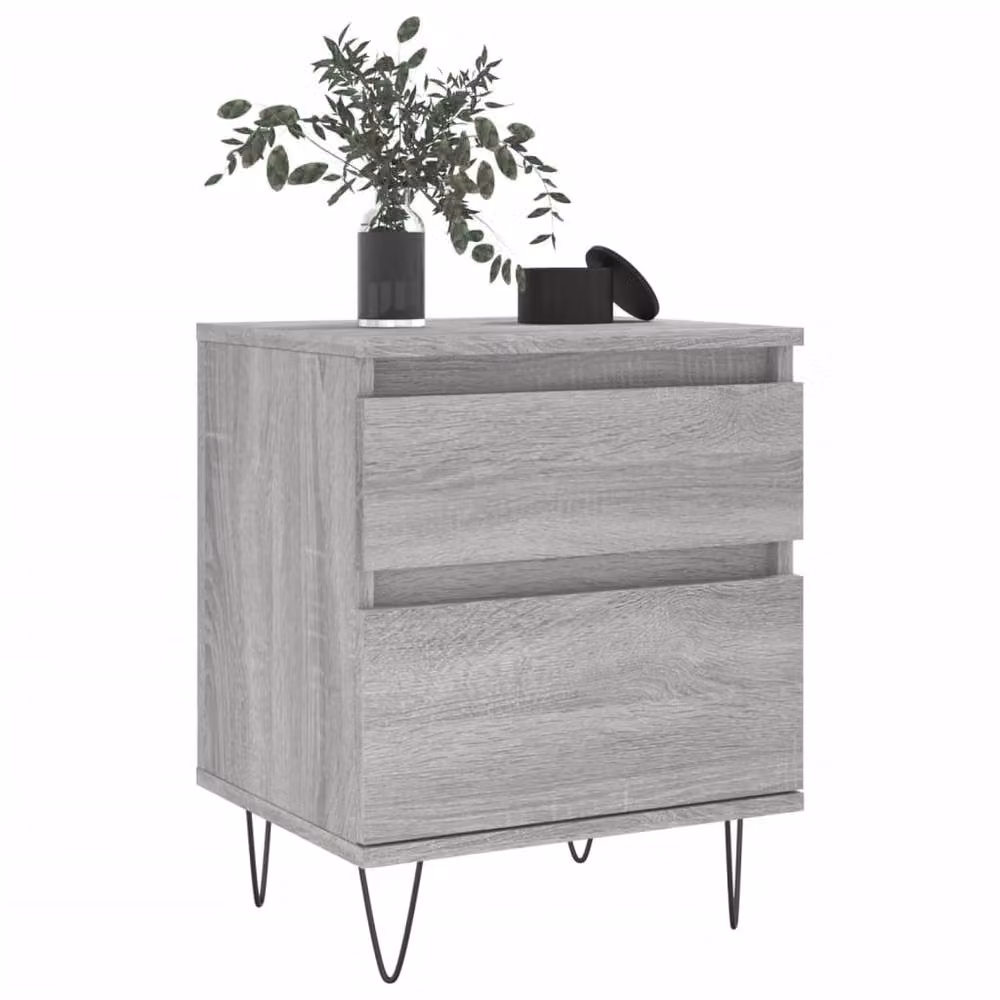 Berkfield Home Set of 2 Grey Sonoma Bedside Cabinets in Engineered Wood W/D/H: 40 x 35 x 50 cm – 2
