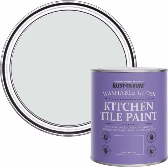 Rust-Oleum Water-Based Kitchen Tile Paint in Gloss Finish, Library Grey, 750ml