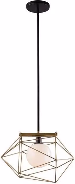 Netlighting Abraxas Globe Cage Sphere Ceiling Pendant in Black and Gold/Brass with E27 Socket