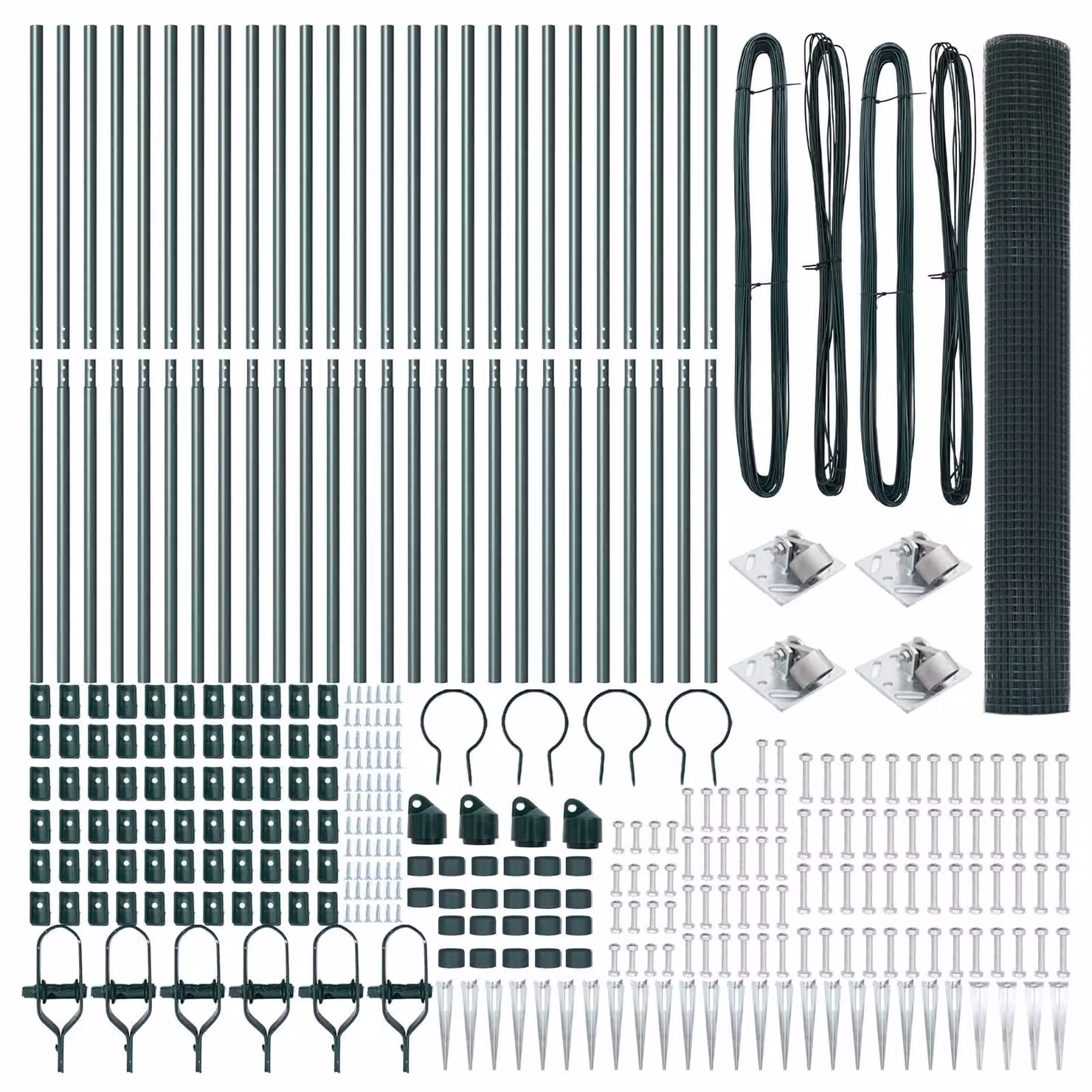 Berkfield Home Green Steel Welded Wire Fence with 13 Round Spike Posts, W: 120 cm x L: 50 m – 2