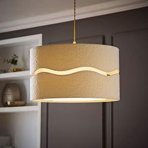 ValueLights Livie Boucle XL Easy Fit Ceiling or Floor Lamp Shade in Beige/Sand, Diameter: 50 cm – 2