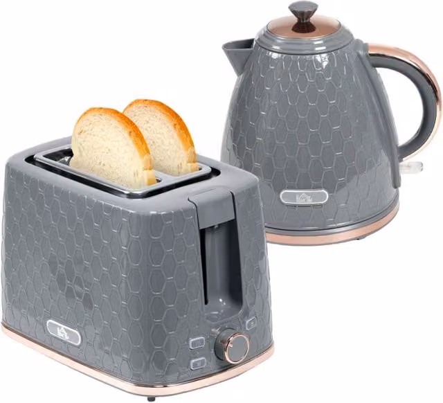 Rolipo Grey 1.7L 3000W Fast Boil Kettle and 2 Slice Toaster Set – 1