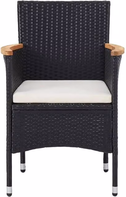Berkfield Home Beautiful 5 Piece Garden Dining Set in Black Poly Rattan and Oiled Acacia Wood – 1