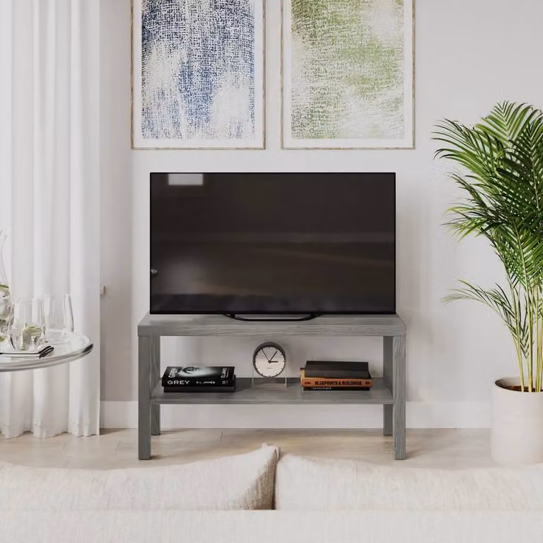 PAWNORA 2 Tier Modern TV Media Stand in Cedar Grey