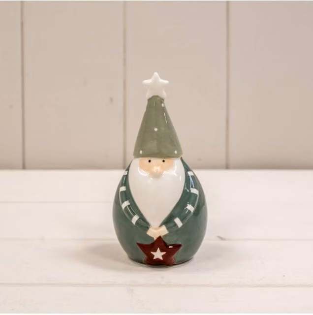 KDMD Dark Festive Green Ceramic Gonk Tabletop Christmas Decoration
