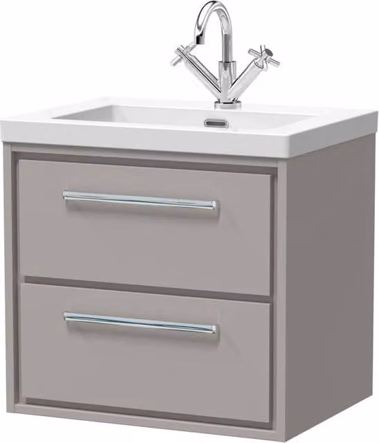Balterley Wall Hung Fireclay Basin with 2 Soft-Close Drawers, Grey, Width: 60 cm – 1