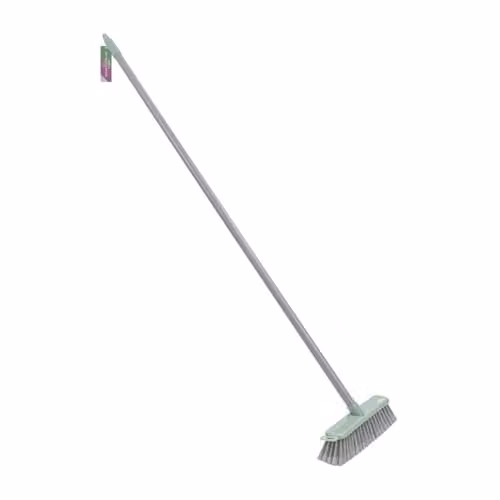 JVL Angled Sweeping Broom with Soft Bristles in Grey and Green – 1
