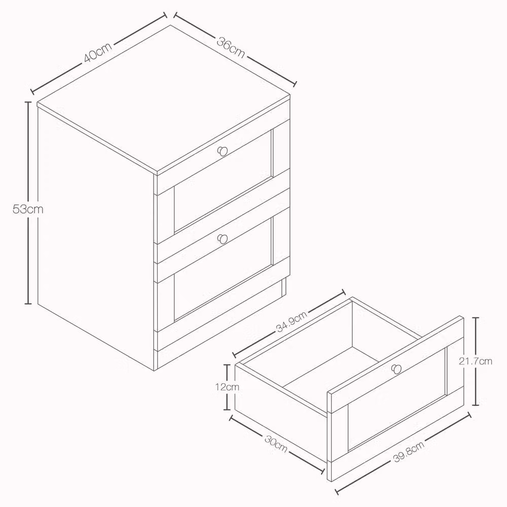 Vida Designs Altino 2 Drawer Bedside Cabinet Chest, Set of 2, Black – 2