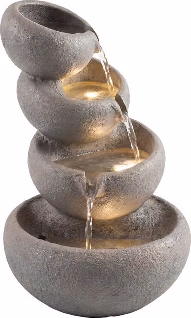 Outsunny 4-Tier Orange Cascade Water Fountain Outdoor Garden Water Feature