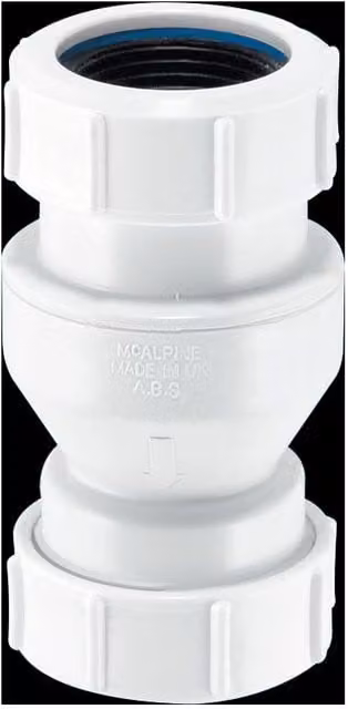 McAlpine In Line Vertical Non Return Check Valve in White Matt with Inlet and Outlet Connection – 1