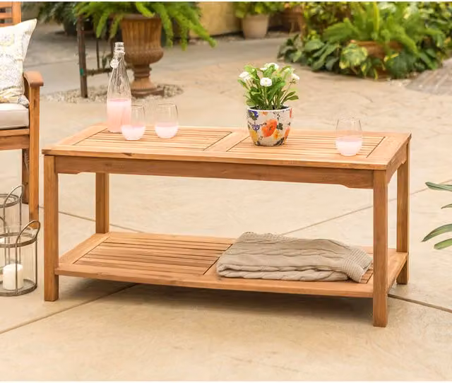 FurnitureboxUK Tulum Modern Acacia Wood Outdoor Garden Coffee Table in Brown