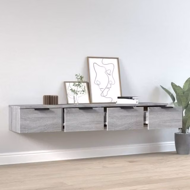 Berkfield Home Wall Mounted Cabinets, 2 Piece Set in Grey Sonoma, W/D/H: 68 x 30 x 20 cm – 1