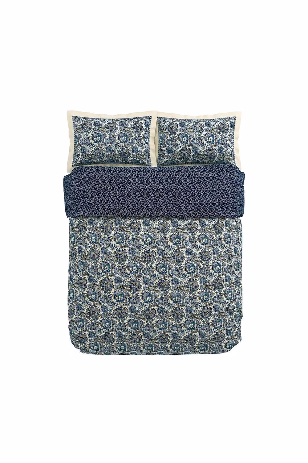 V&A Elysian Blue Floral Cotton Percale Duvet Cover and Pillowcase Set, W: 140 cm, H: 200 cm – 2