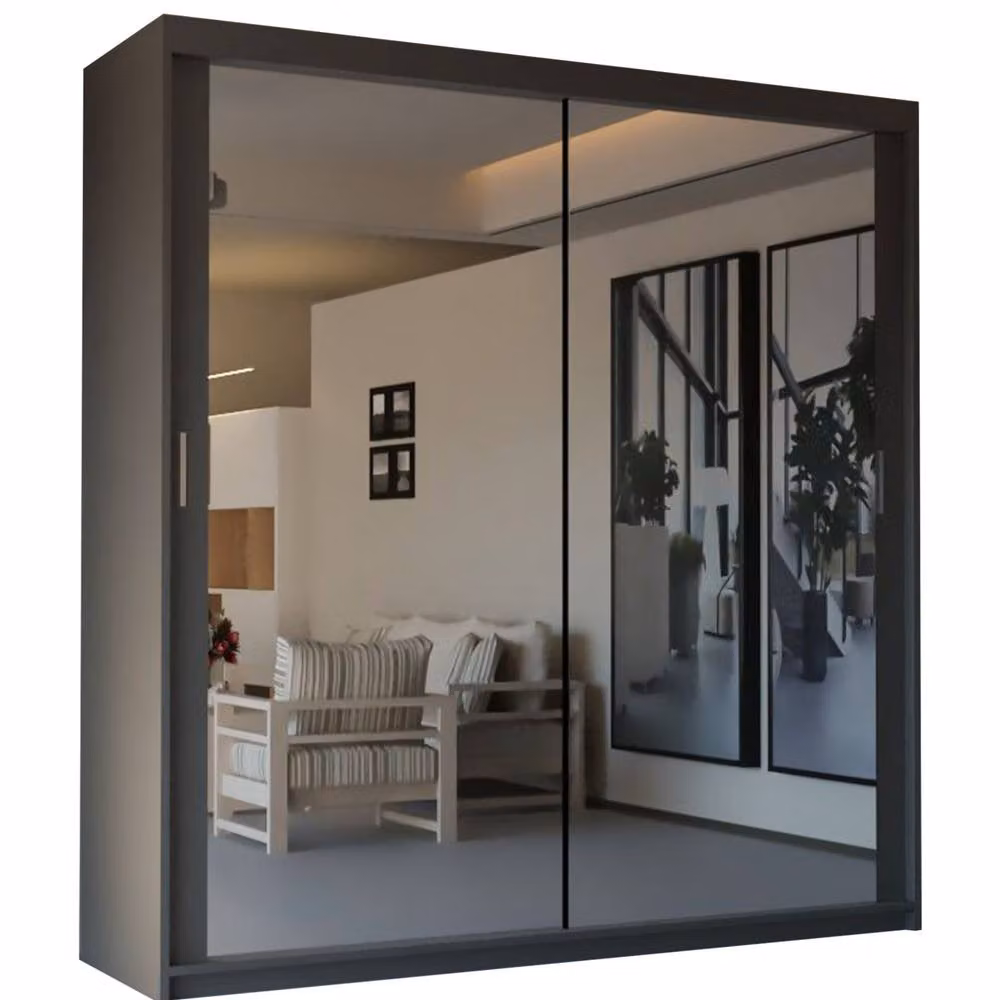 Sliding Wardrobes 4U Modern Double Sliding Door Wardrobe in Grey, W/H: 100 x 217 cm – 2