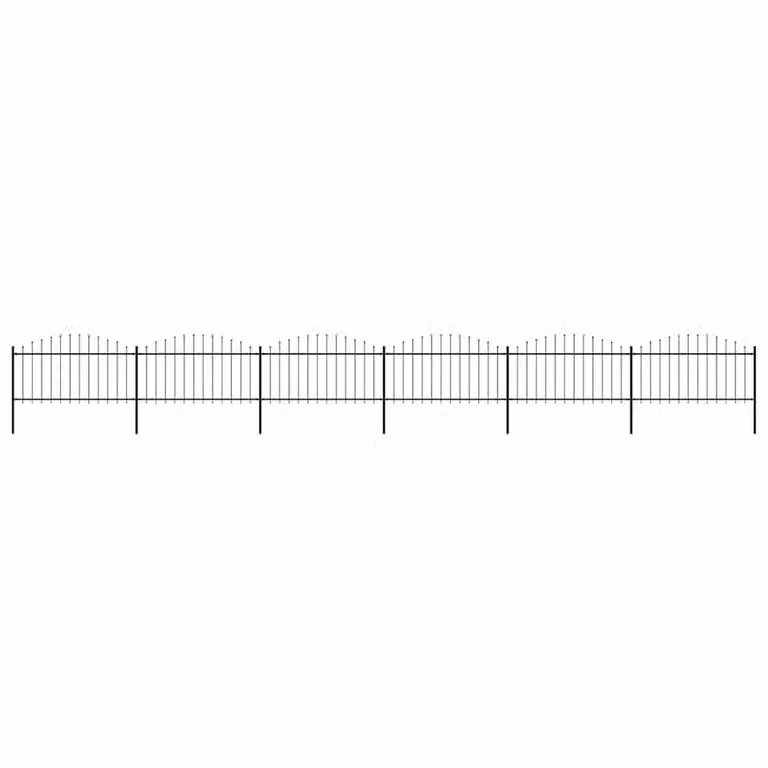 Berkfield Home Durable Steel Spear Top Garden Fence, Black, Length: 10.2 m, Height: 1.5 m
