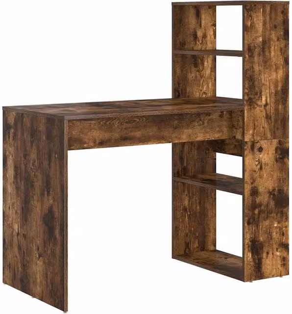Berkfield Home Writing Desk with Storage in Smoked Oak Brown, W/D/H: 113 x 54 x 120 cm – 1