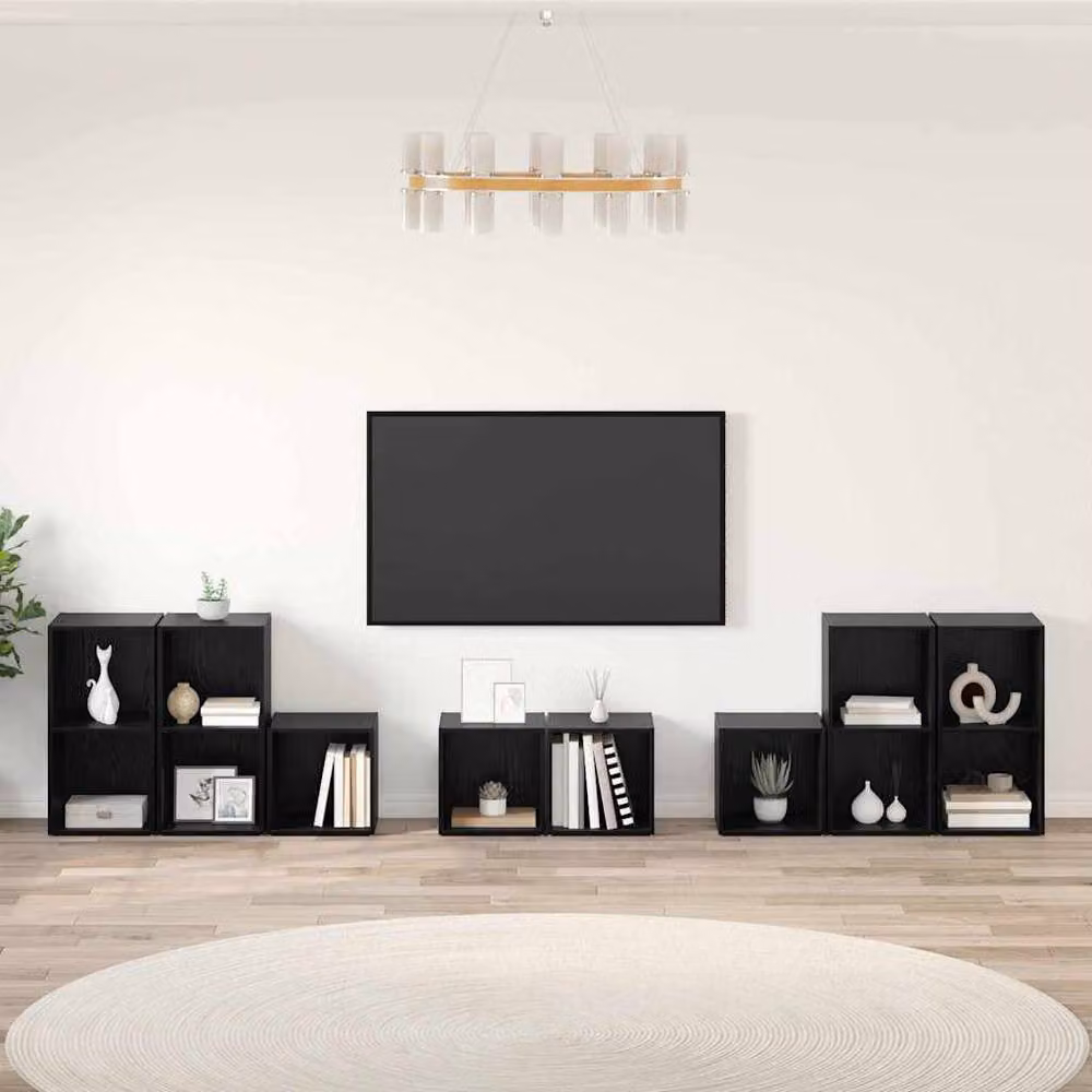 Berkfield Home 8-Piece TV Cabinet Set with Shelving and Storage in Black Oak Engineered Wood – 2