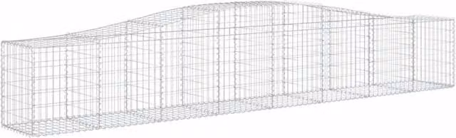Berkfield Home Decorative Arched Gabion Baskets, 4 Piece Set, Silver Galvanised Steel, W/D/H: 400 x 50 x 60/80 cm