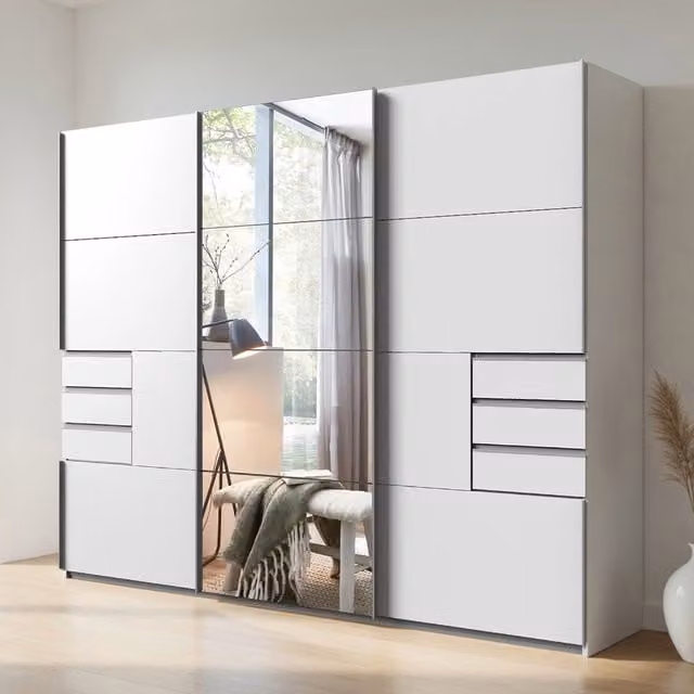 KDMD Saigon 270cm Mirrored Sliding Wardrobe in White – 1