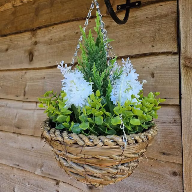 Best Artificial LTD White Artificial Hyacinth Hanging Basket, Diameter: 25.4 cm