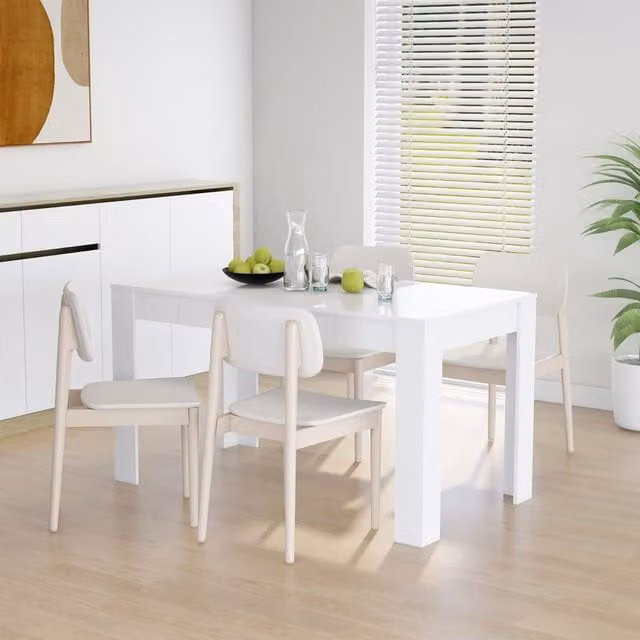 Berkfield Home Modern Rectangular Dining Table in White, W/D/H: 140 x 74.5 x 76 cm