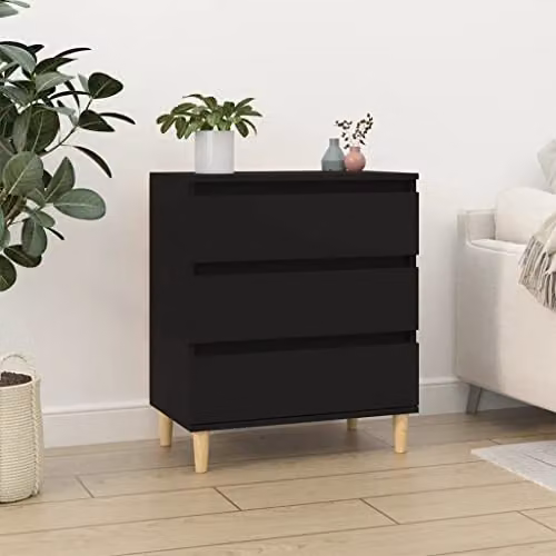 vidaXL Scandinavian Style Black Sideboard in Engineered Wood, W: 60 cm, D: 35 cm, H: 70 cm – 2