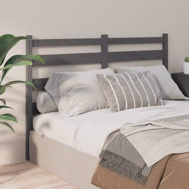 Berkfield Home Grey Solid Pine Wood Bed Headboard W/D/H: 166 x 4 x 100 cm