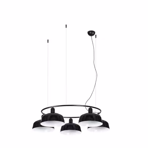 Netlighting Faro Barcelona Tatawin Medium Pendant Ceiling Light, Gloss Black, 5x E27