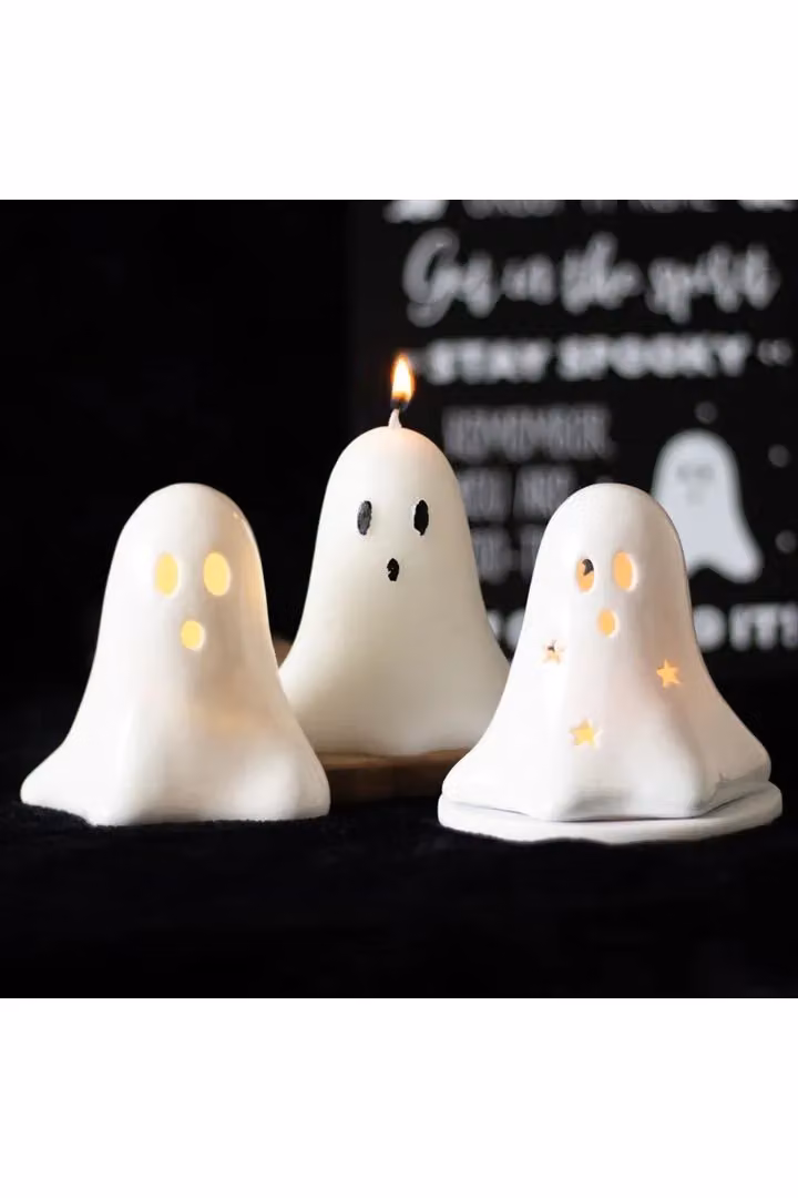 KDMD Unscented Ghost Candle in White, 10 cm – 4