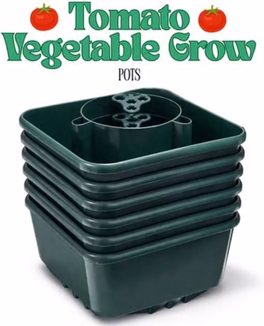 FLAVORA 6-Pack Green Plastic Tomato Growbag Pots for Vegetable and Fruit Garden Planters, 1.25kg