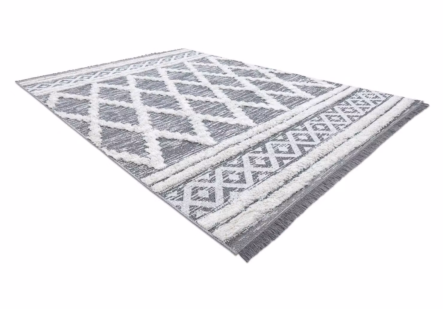 RugsX Moroc Moroccan Grey Rectangular Cotton Rug, W: 155 cm, L: 220 cm – 2