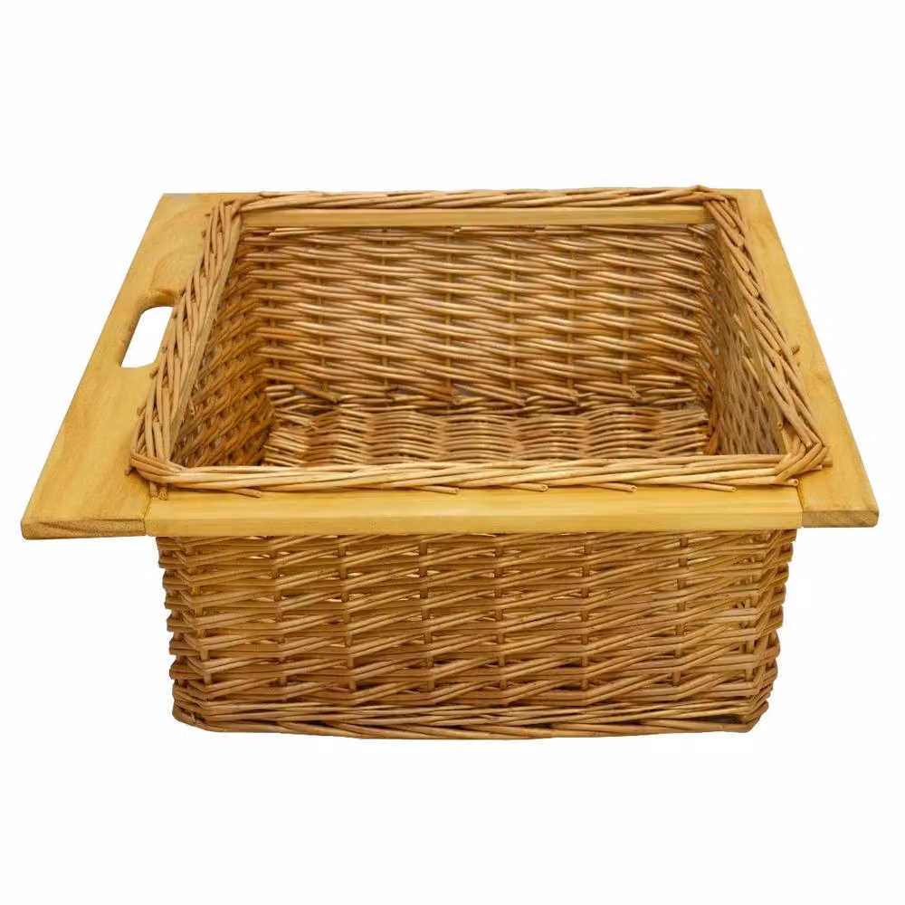 Monstershop 2 x Pull Out Open Weave Wicker Kitchen Baskets with Handles in Terracotta or Brown, Width: 60 cm – 4