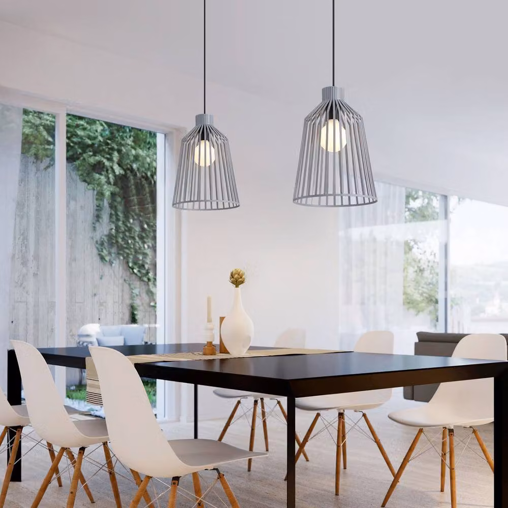Harper Living Metal Cage Pendant Ceiling Light, Grey, Height Adjustable, E27 Cap – 3