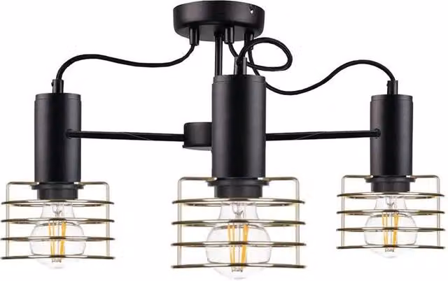 Netlighting Rune Multi Arm Semi Flush Ceiling Light in Black, Diameter: 60 cm, 3x E27
