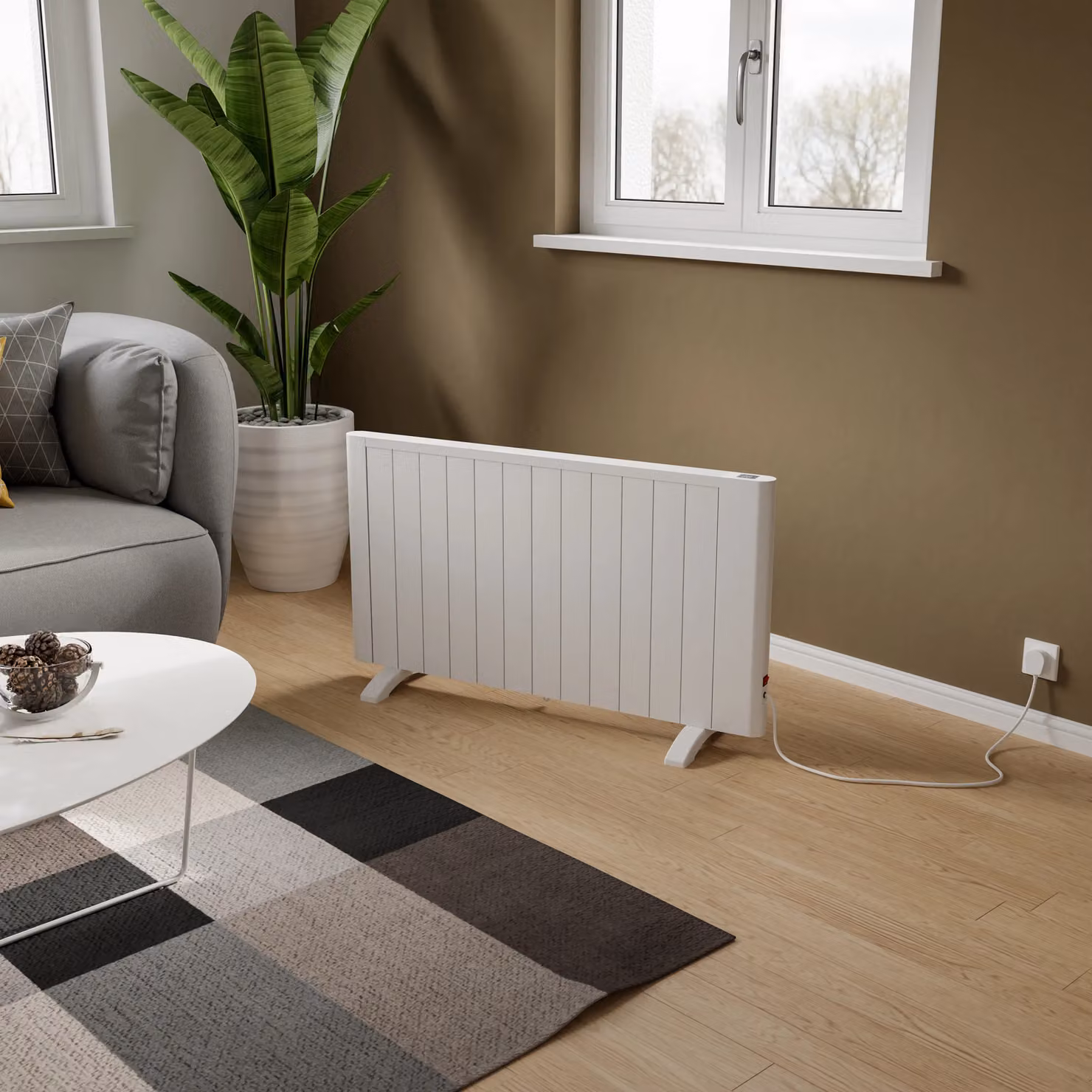 Agadon Riley White Electric Convector Panel Radiator W/H/D: 58.0 x 59.0 x 58.0 cm – 2