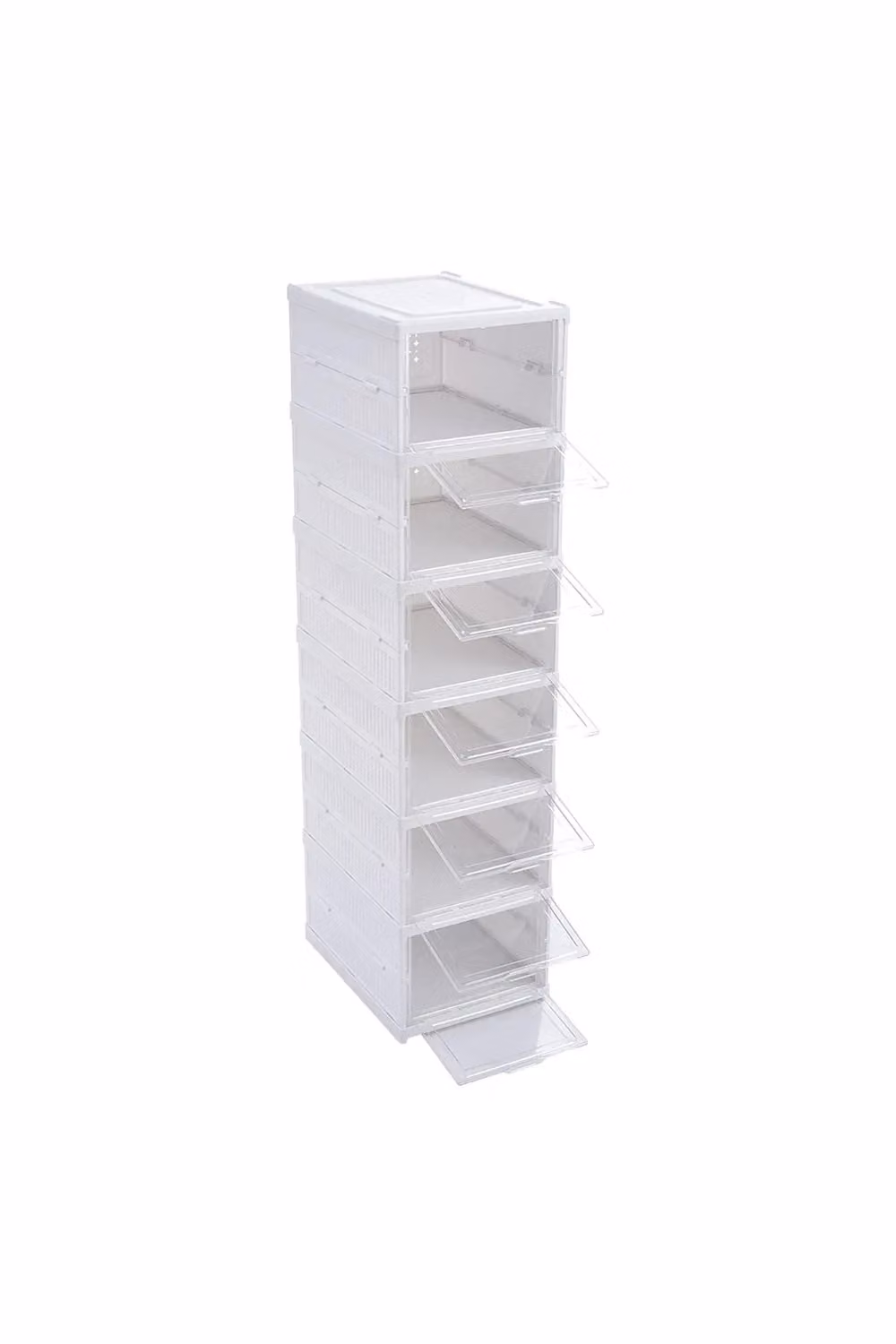 Living and Home 6-tier Portable Folding Shoe Organizer Storage Box in White and Transparent, W/D/H: 25.7 x 34.7 x 34.7 cm – 2