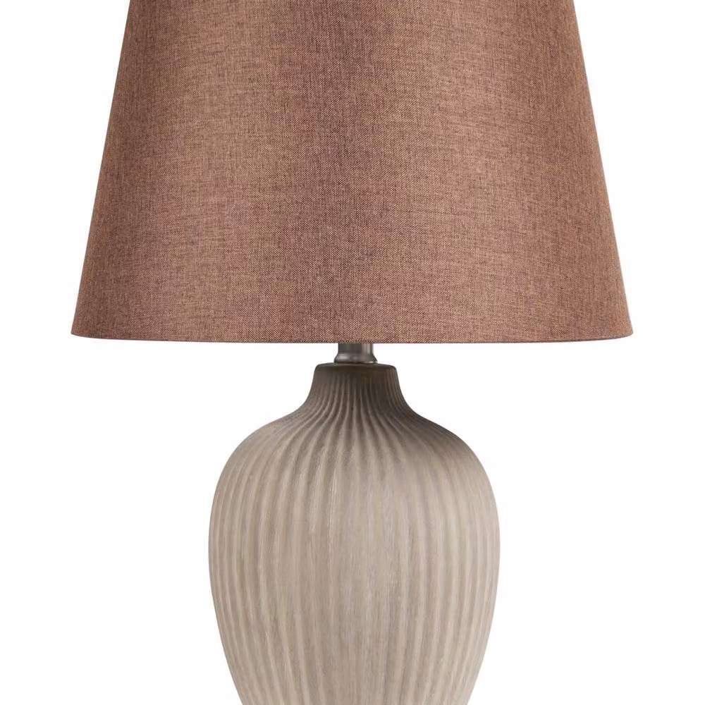 Wyld and Coco Brown Ceramic Table Lamp with Fabric Shade, Height: 52 cm – 2